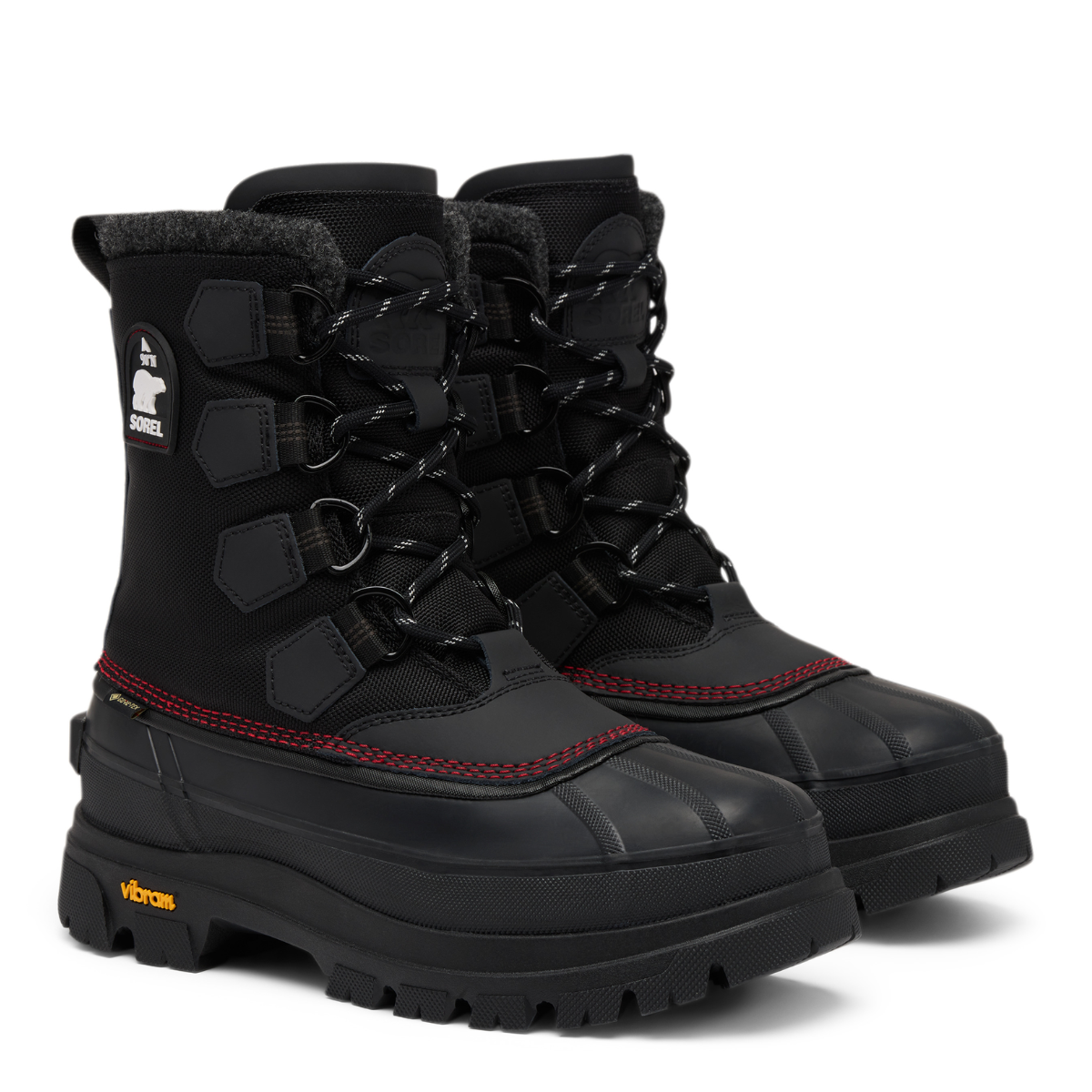 Sorel Men's Caribou Horizon GTX in Black/Bright Red