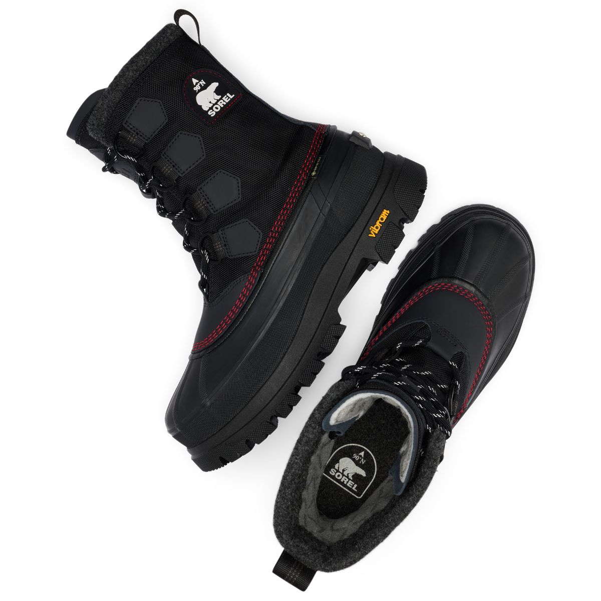 Sorel Men's Caribou Horizon GTX in Black/Bright Red