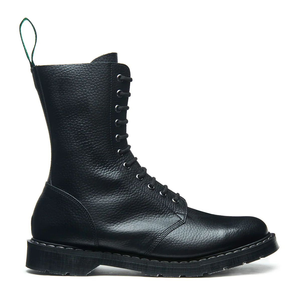 Solovair 11 Eye Astronaut Boot in Black Greasy Grain