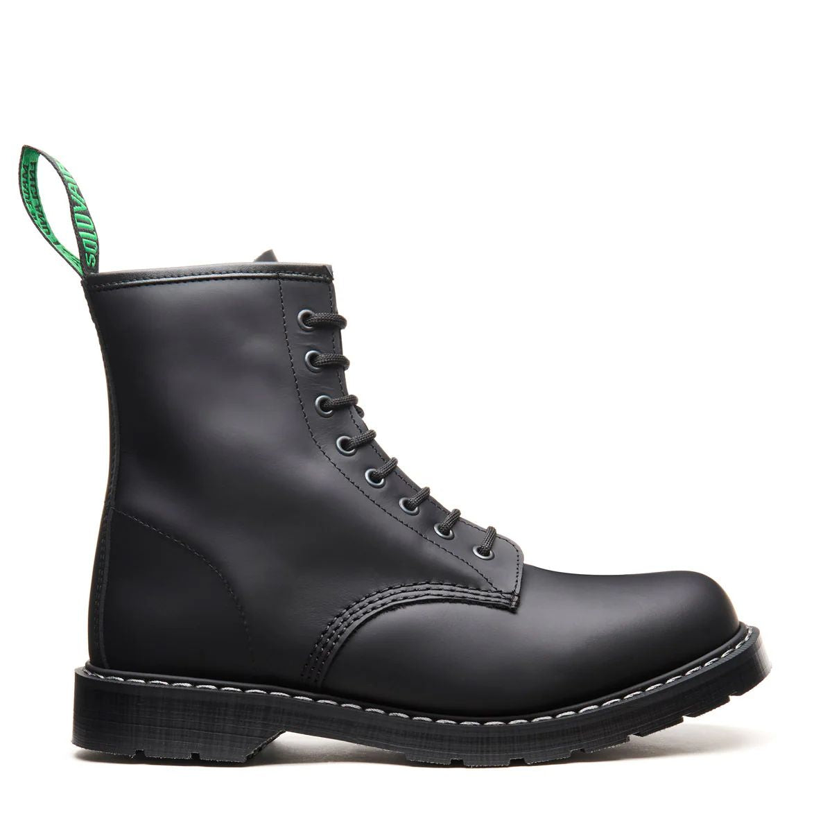 Solovair 8 Eye Zip Derby Boot in Black Greasy