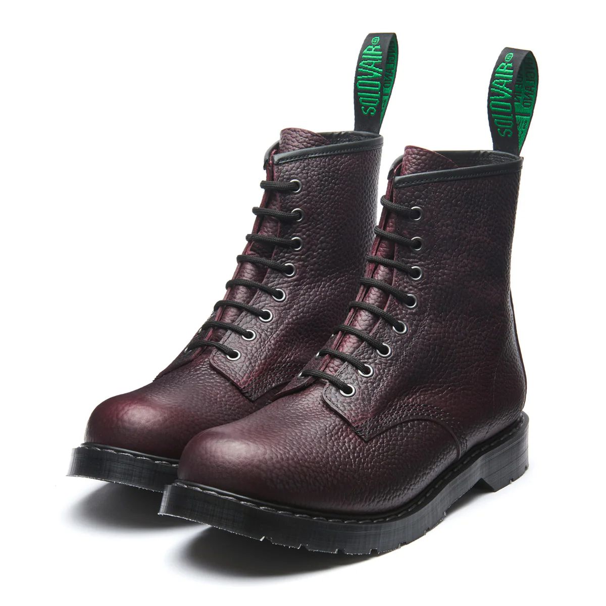 Solovair 8 Eye Derby Boot in Burgundy Gaucho Grain