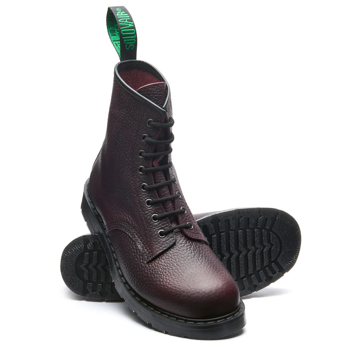 Solovair 8 Eye Derby Boot in Burgundy Gaucho Grain