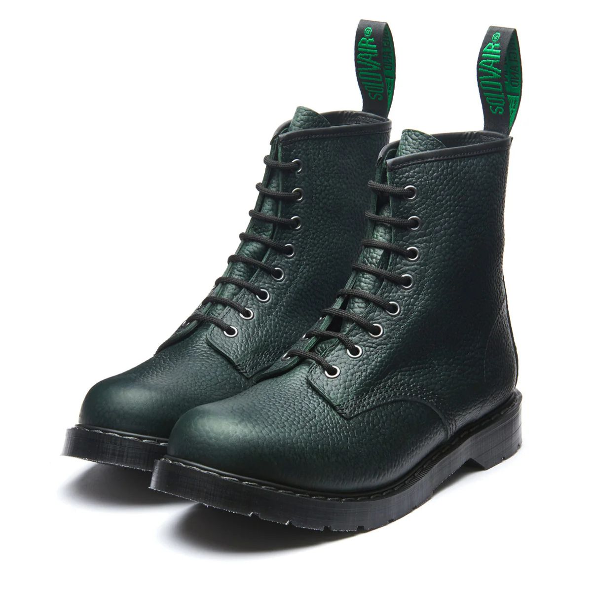 Solovair 8 Eye Derby Boot in Green Gaucho Grain