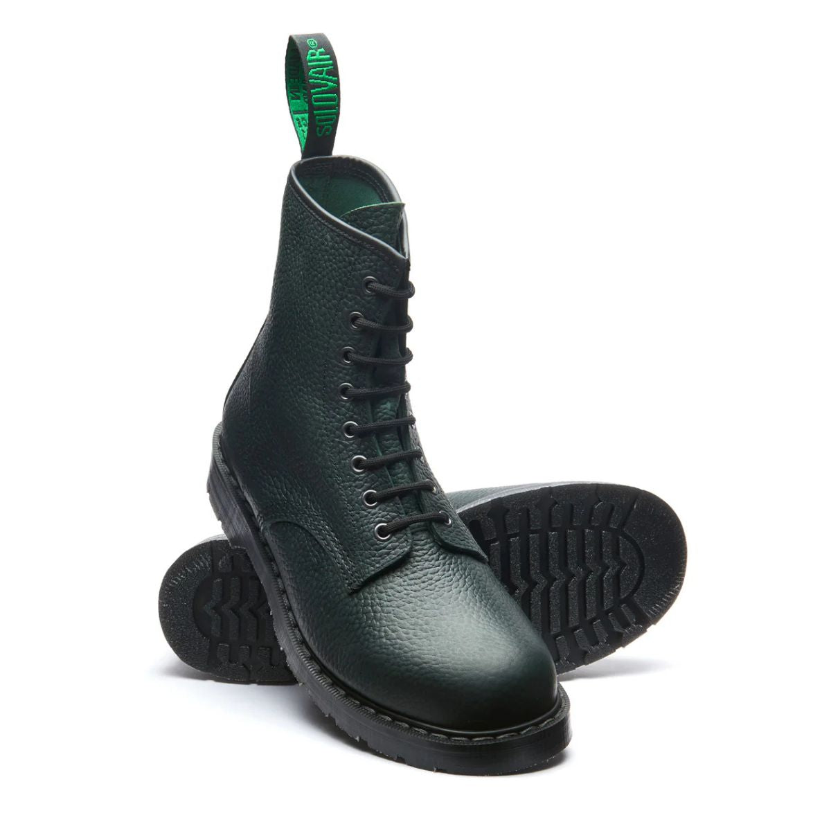 Solovair 8 Eye Derby Boot in Green Gaucho Grain