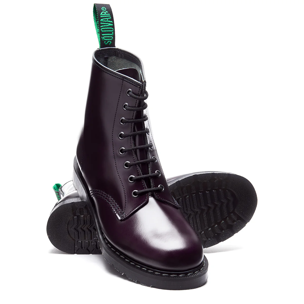 Solovair 8 Eye Derby Boot in Purple Hi-Shine