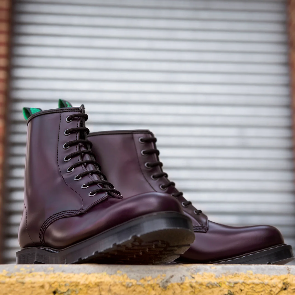 Solovair 8 Eye Derby Boot in Purple Hi-Shine