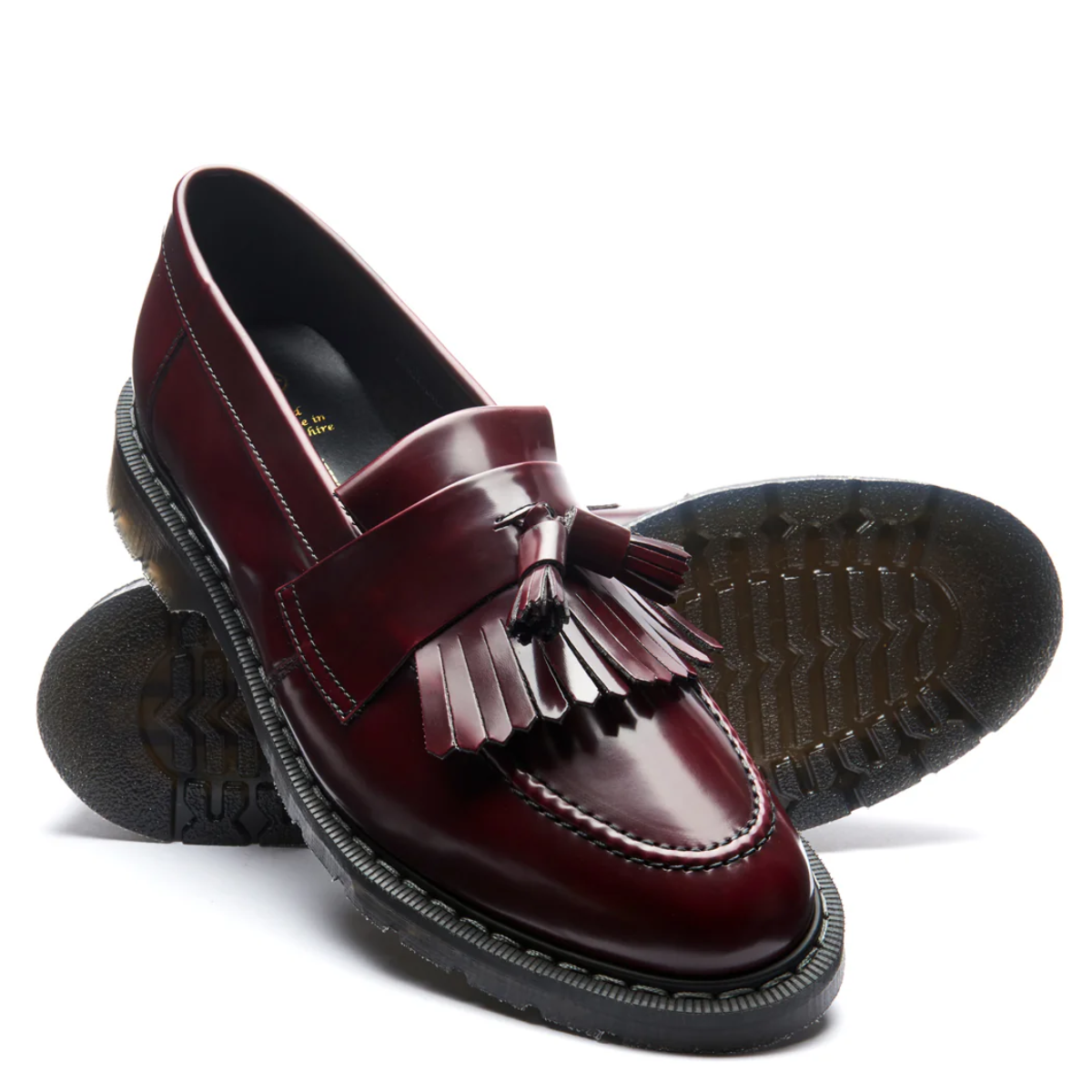 Solovair Tassel Loafer Vegan in Cherry Red Rub-Off