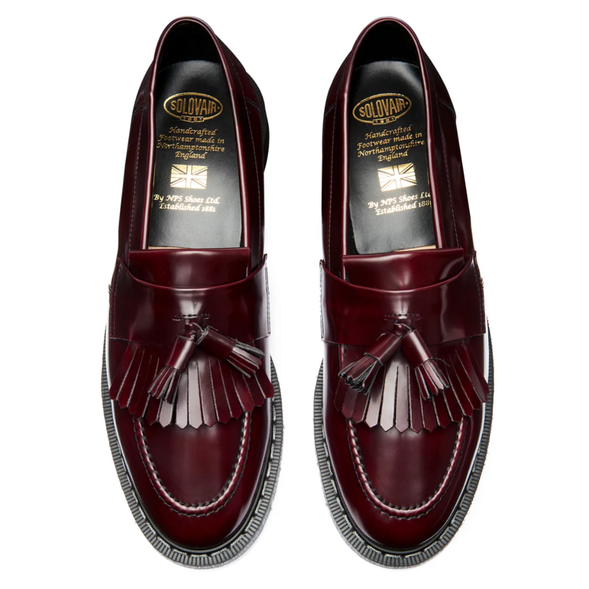 Solovair Tassel Loafer Vegan in Cherry Red Rub-Off