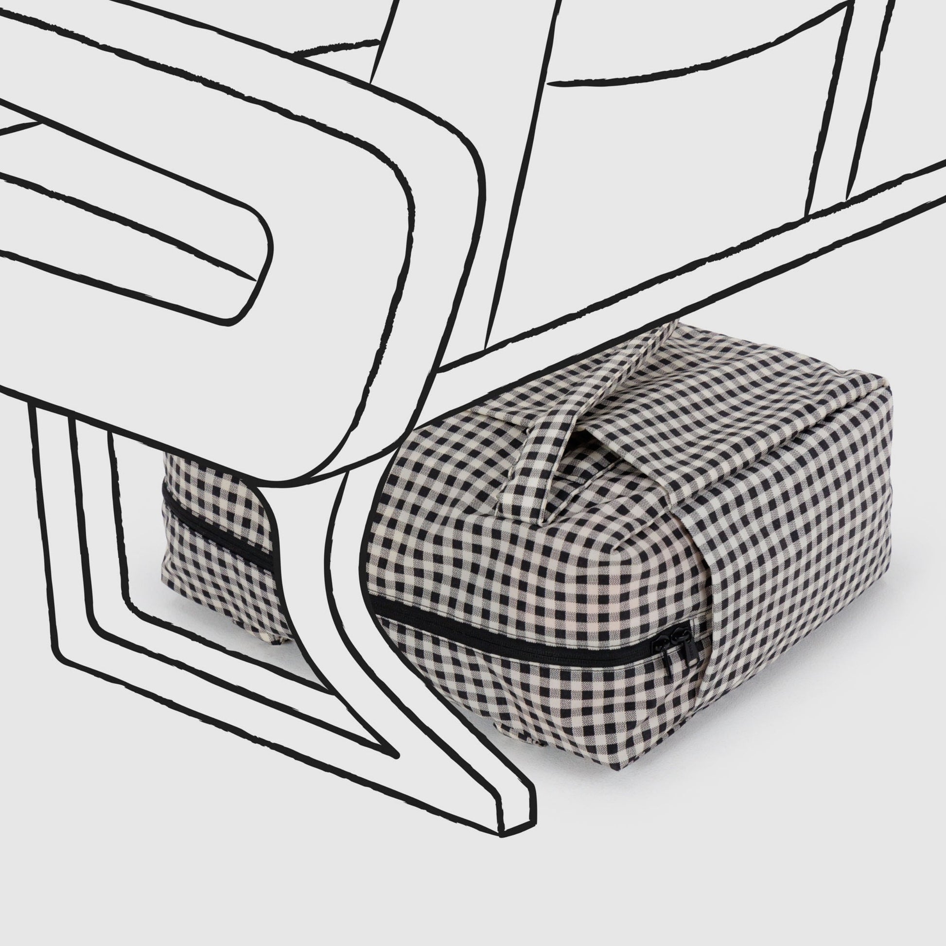 Baggu Small Cloud Carry-On in Black & White Gingham