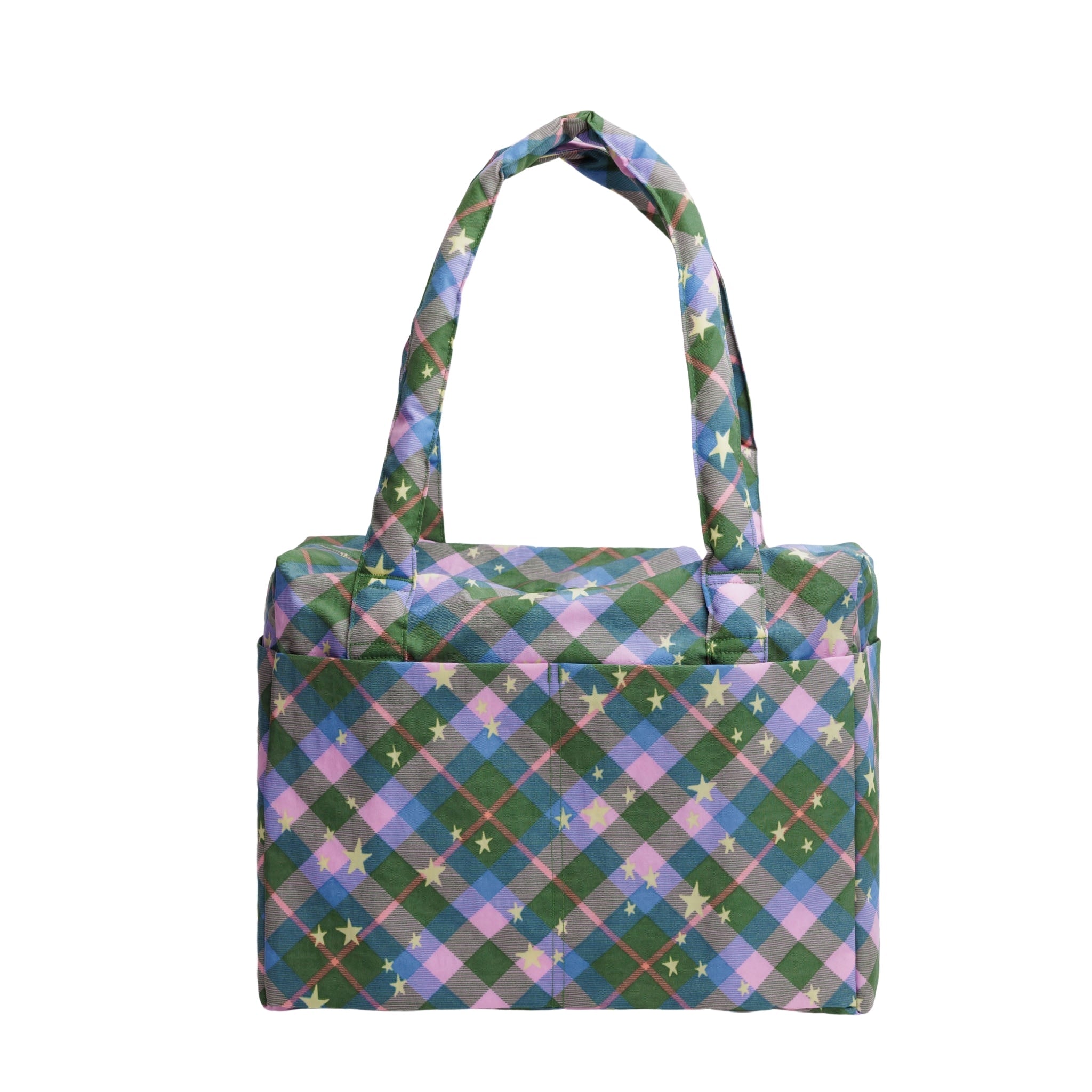 Baggu Small Cloud Carry-On in Green Star Plaid
