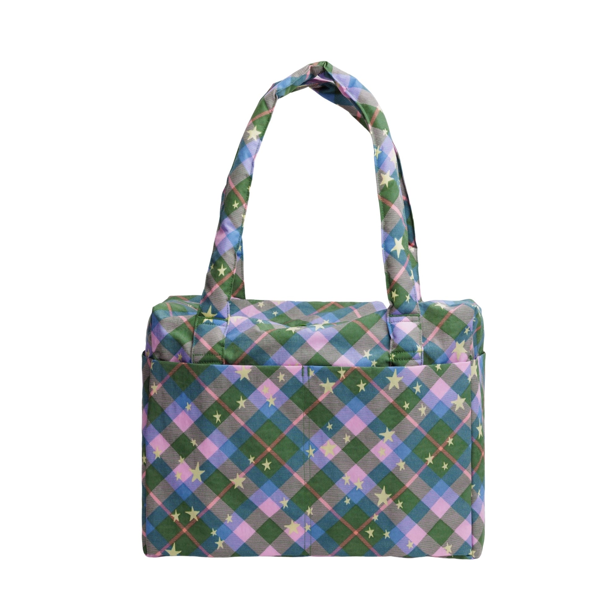 Baggu Small Cloud Carry-On in Green Star Plaid