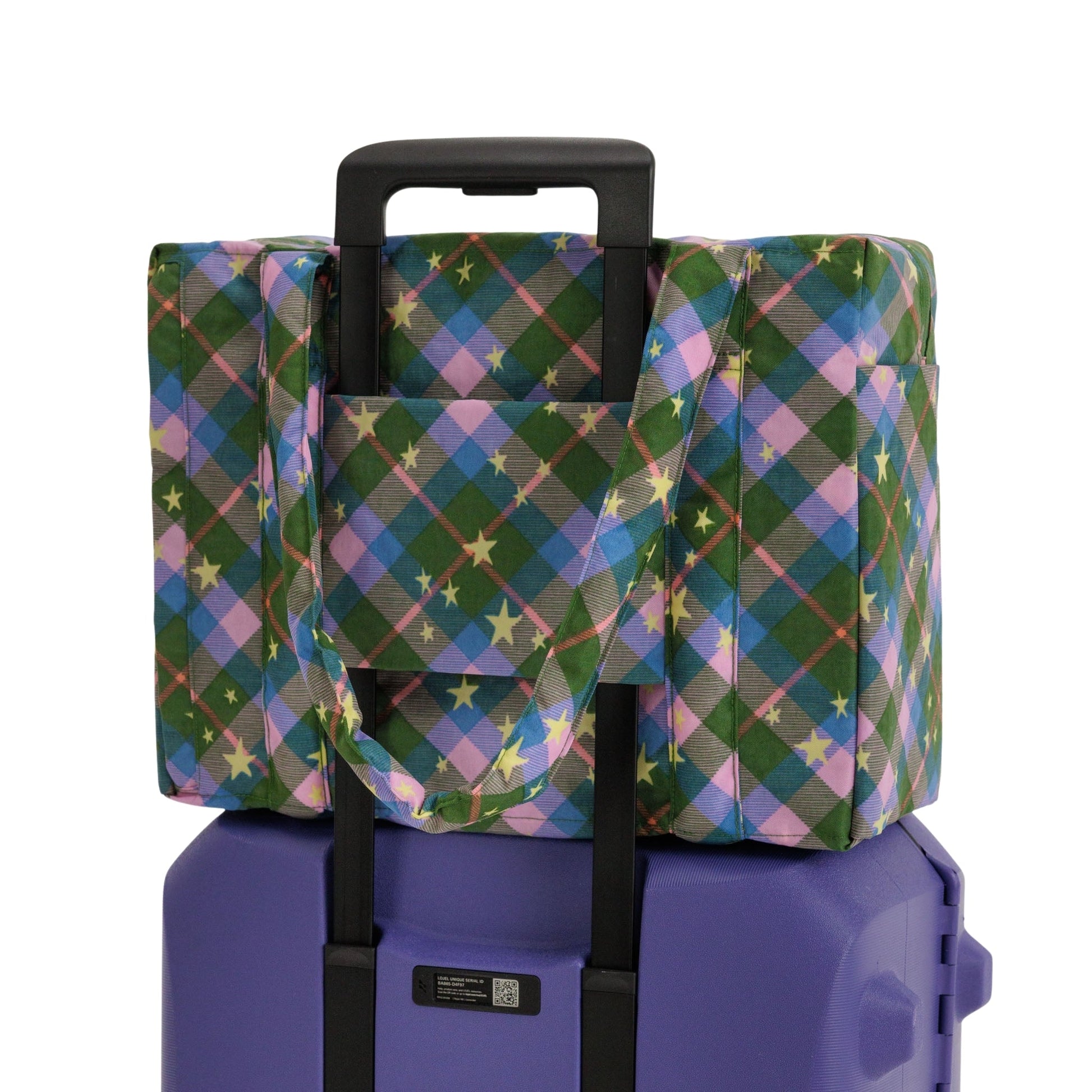 Baggu Small Cloud Carry-On in Green Star Plaid
