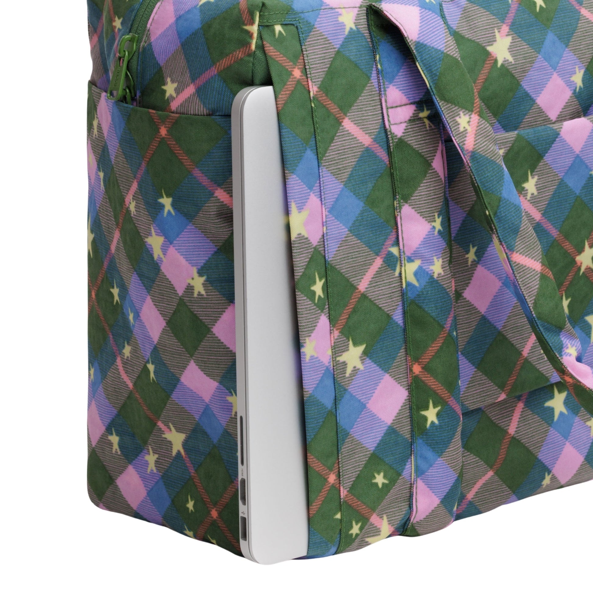 Baggu Small Cloud Carry-On in Green Star Plaid