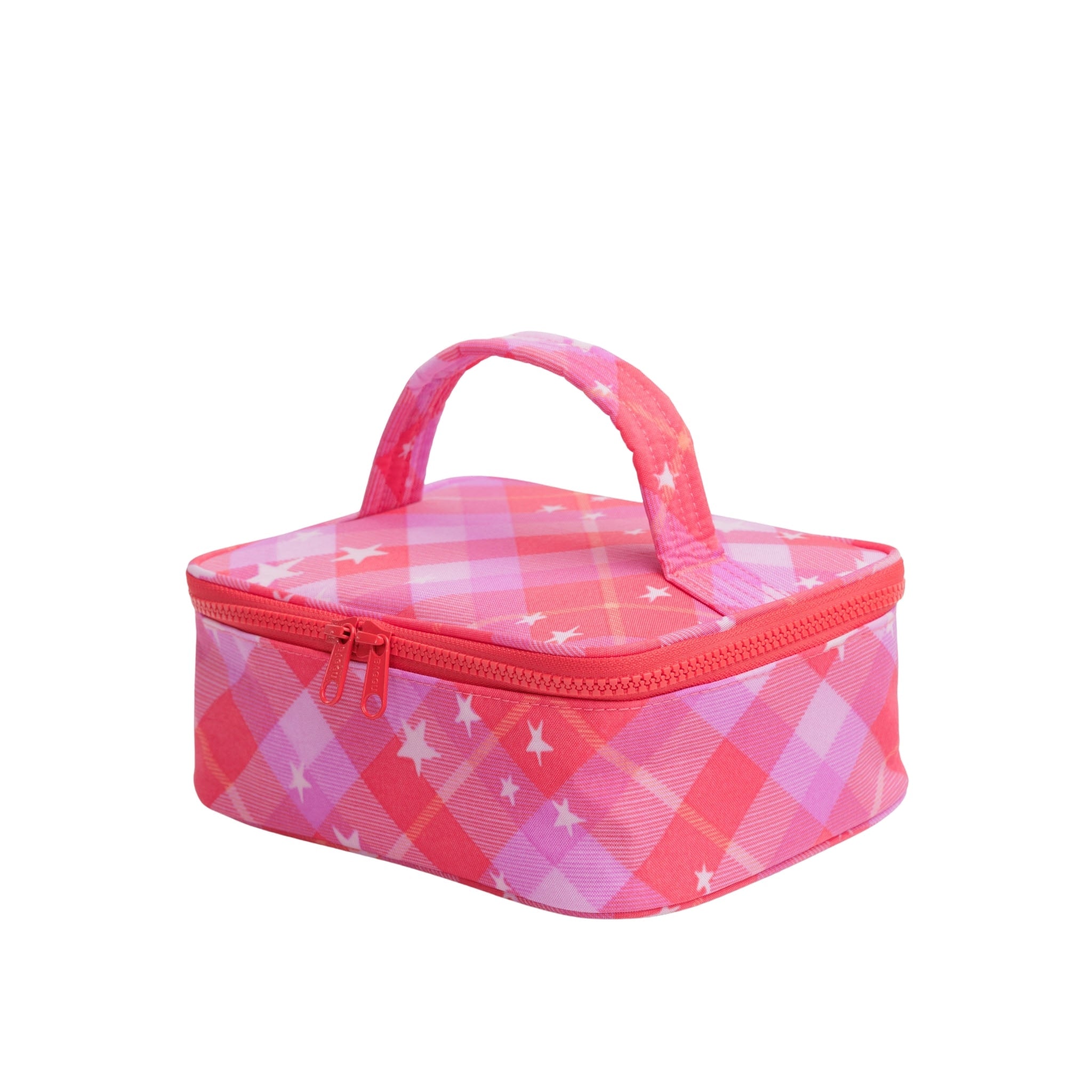 Baggu Small Cosmetic Case in Pink Star Plaid