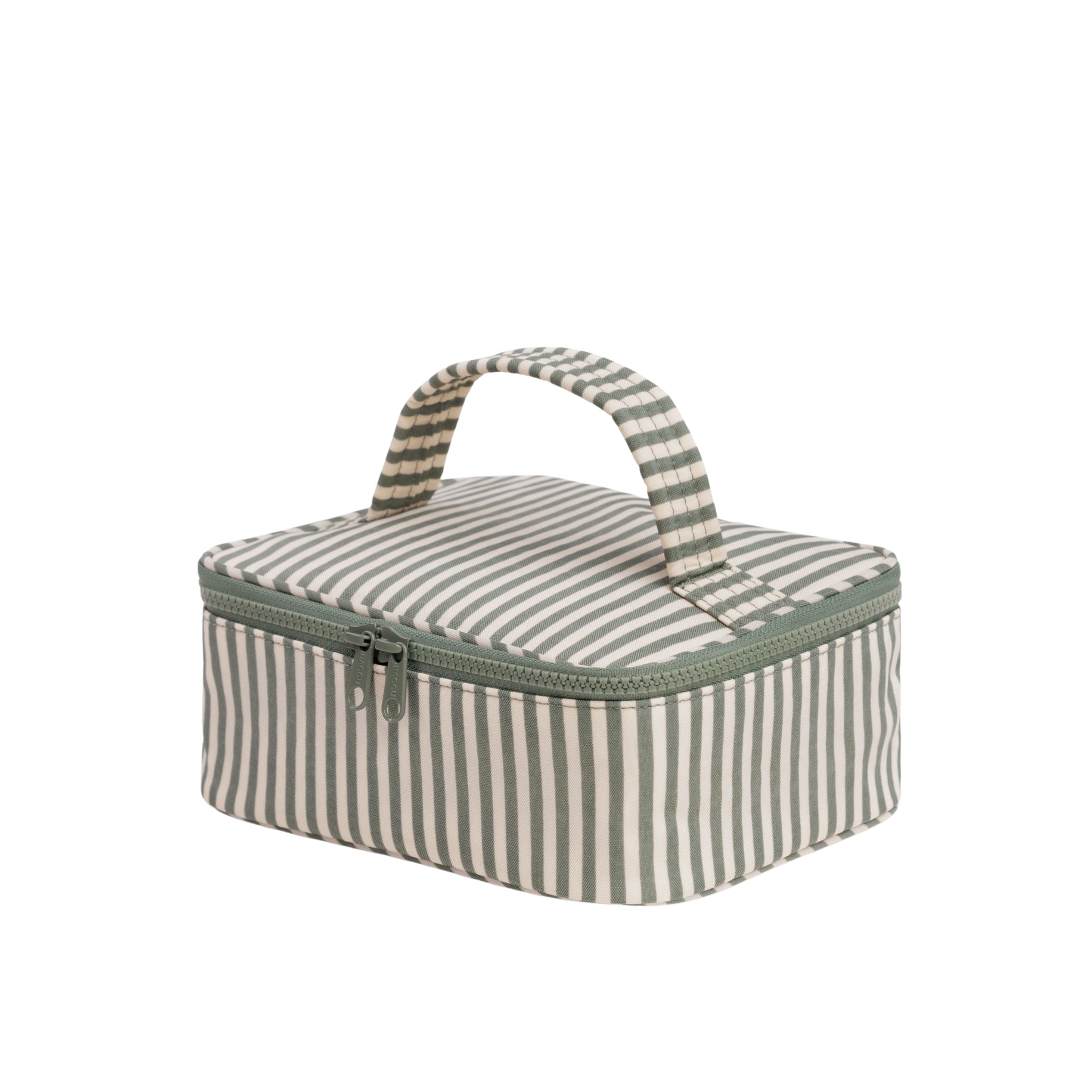 Baggu Small Cosmetic Case in Sage Stripe