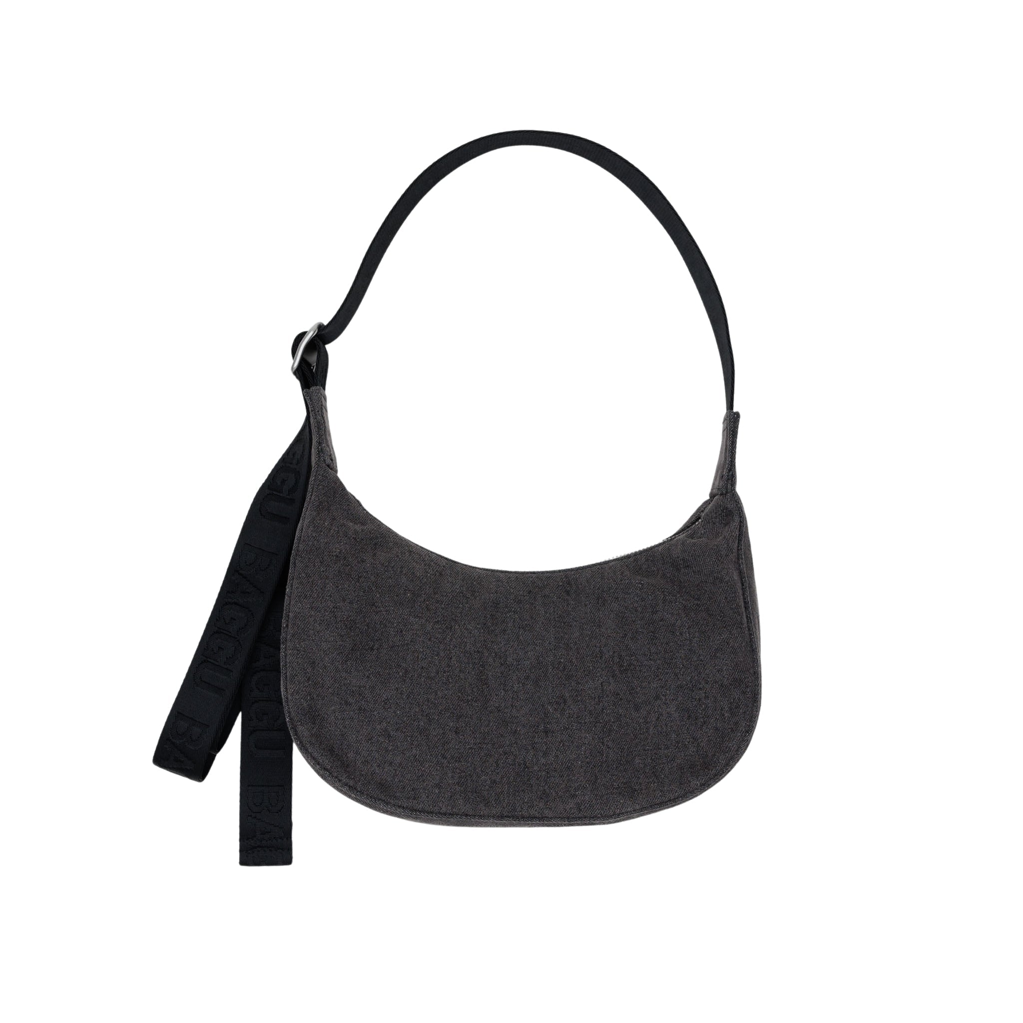 Baggu Small Denim Crescent Bag in Black