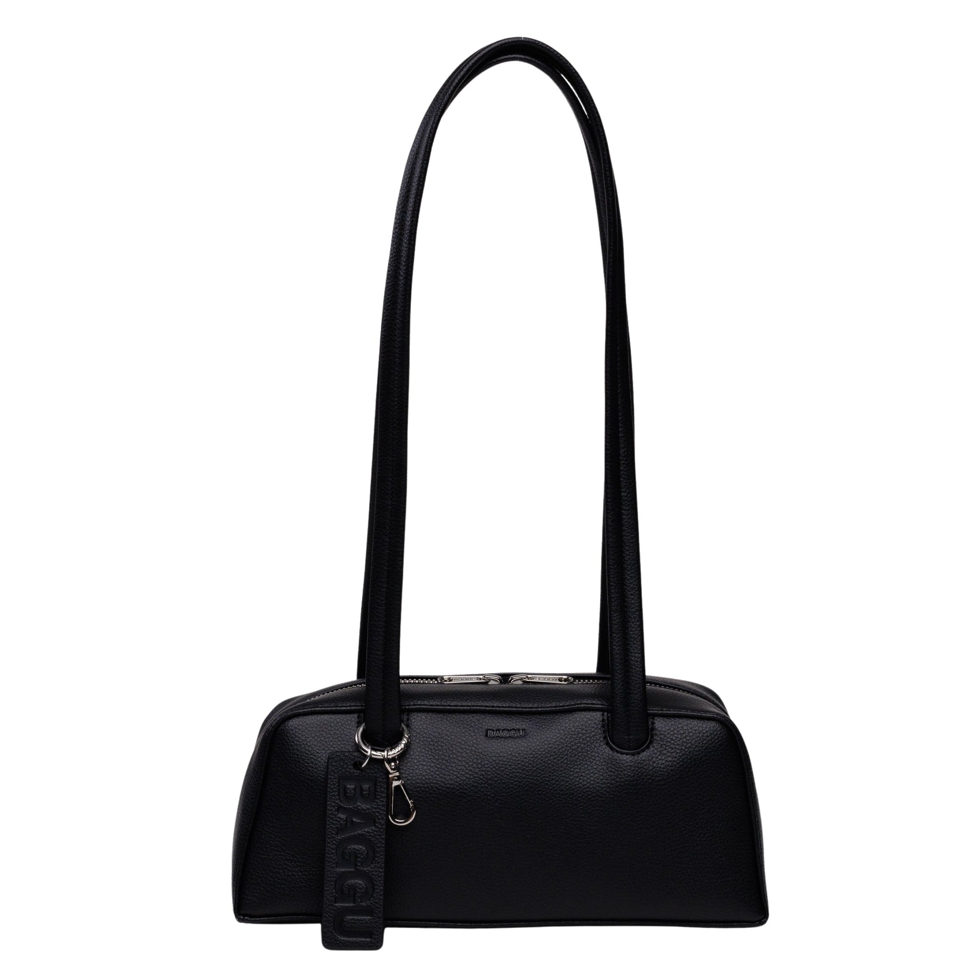 Baggu Small Recycled Leather Bowler Bag in Black