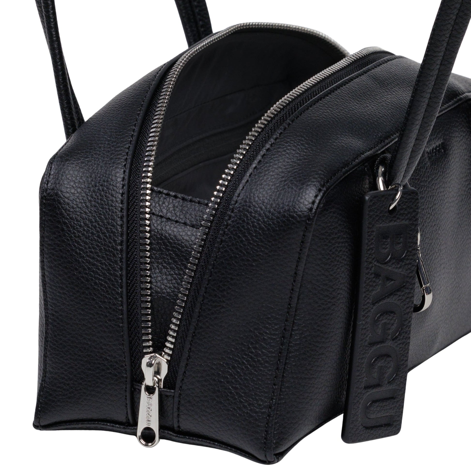 Baggu Small Recycled Leather Bowler Bag in Black