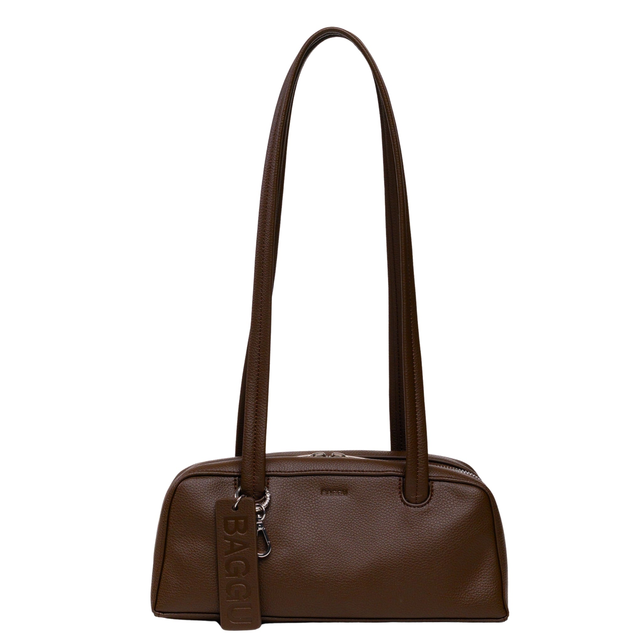 Baggu Small Recycled Leather Bowler Bag in Brown