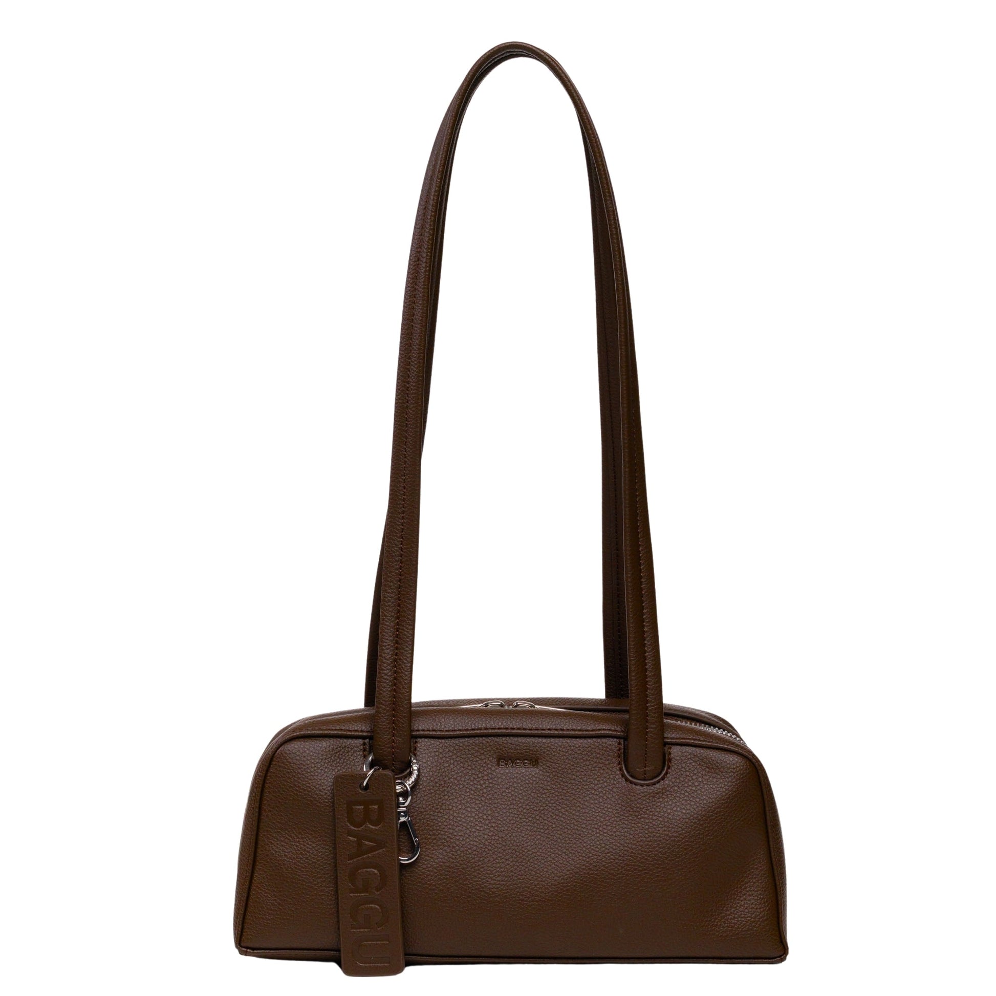Baggu Small Recycled Leather Bowler Bag in Brown