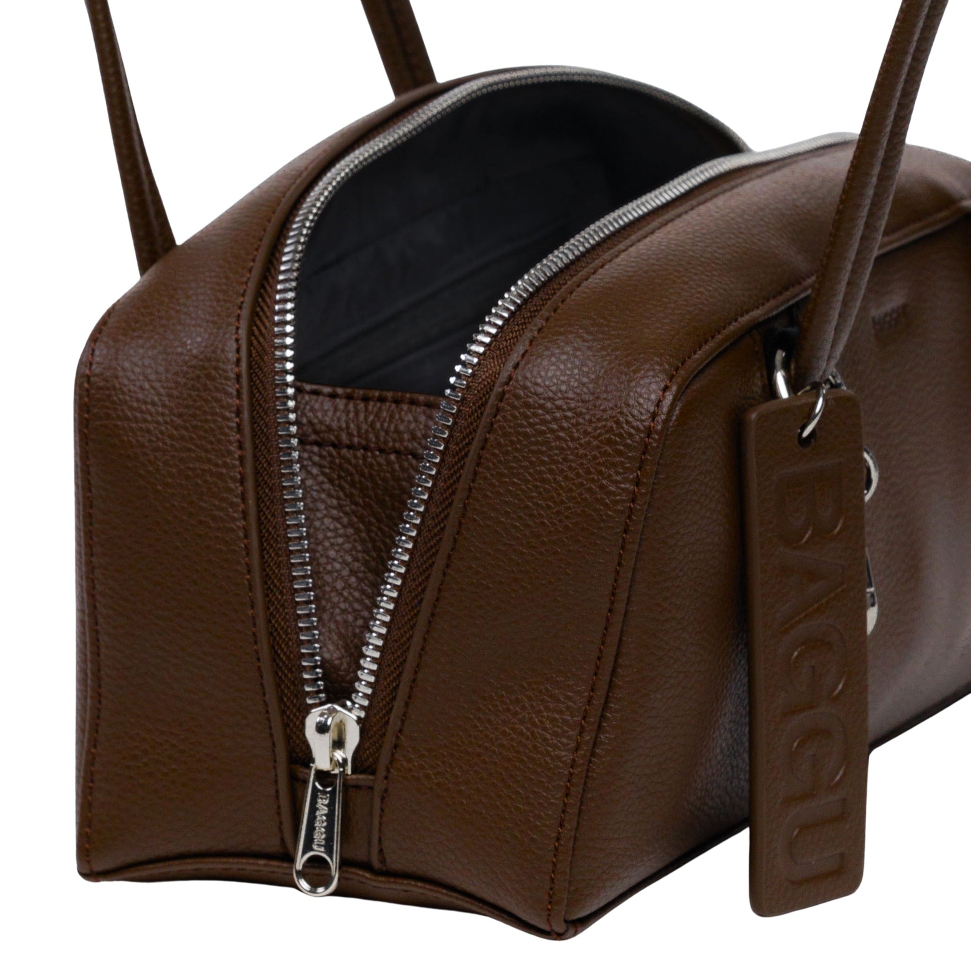 Baggu Small Recycled Leather Bowler Bag in Brown