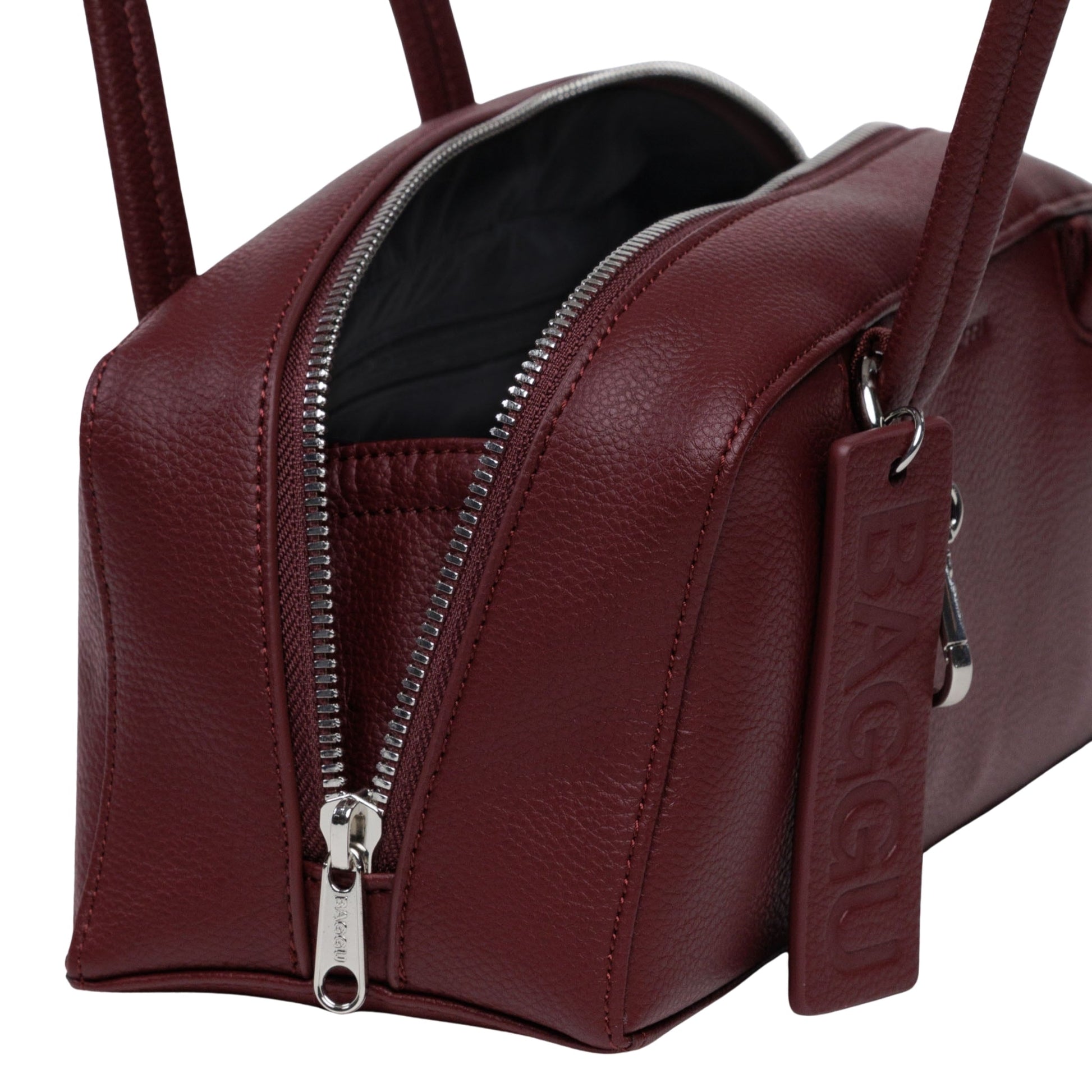 Baggu Small Recycled Leather Bowler Bag in Mahogany