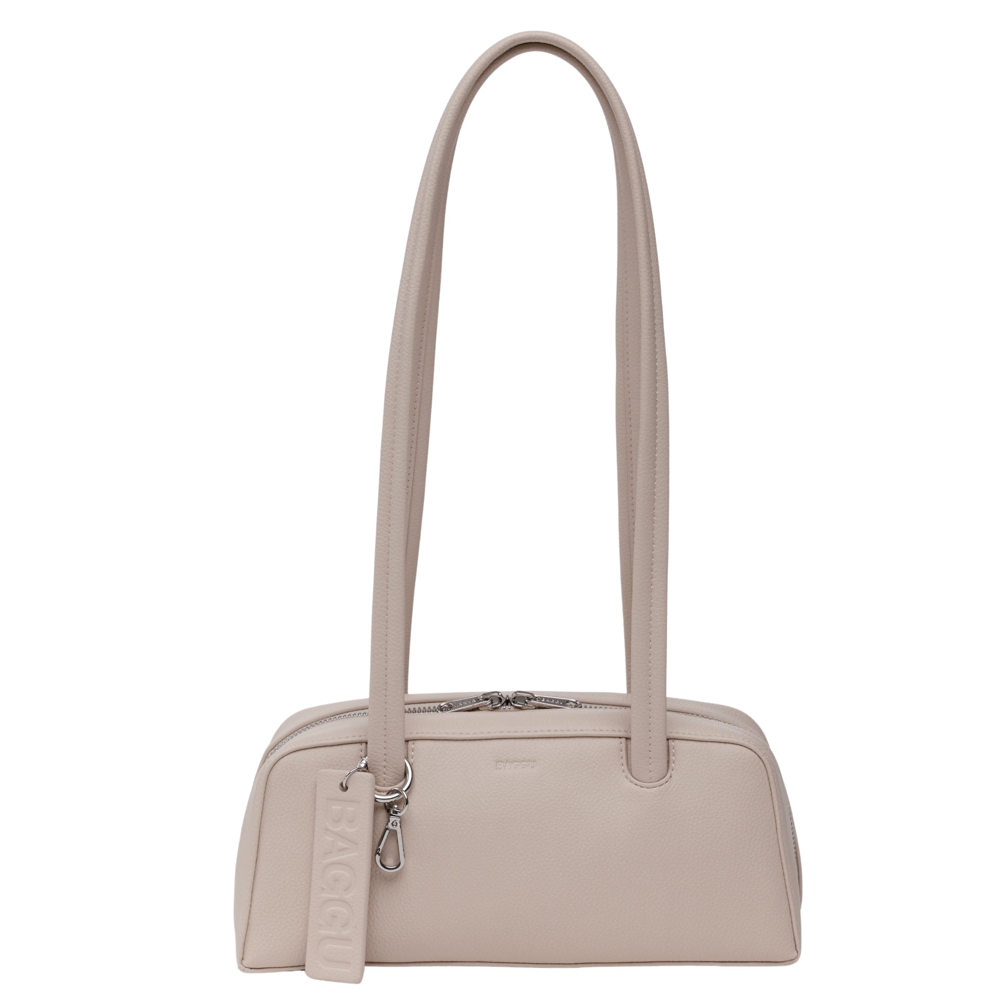 Baggu Small Recycled Leather Bowler Bag in Stone
