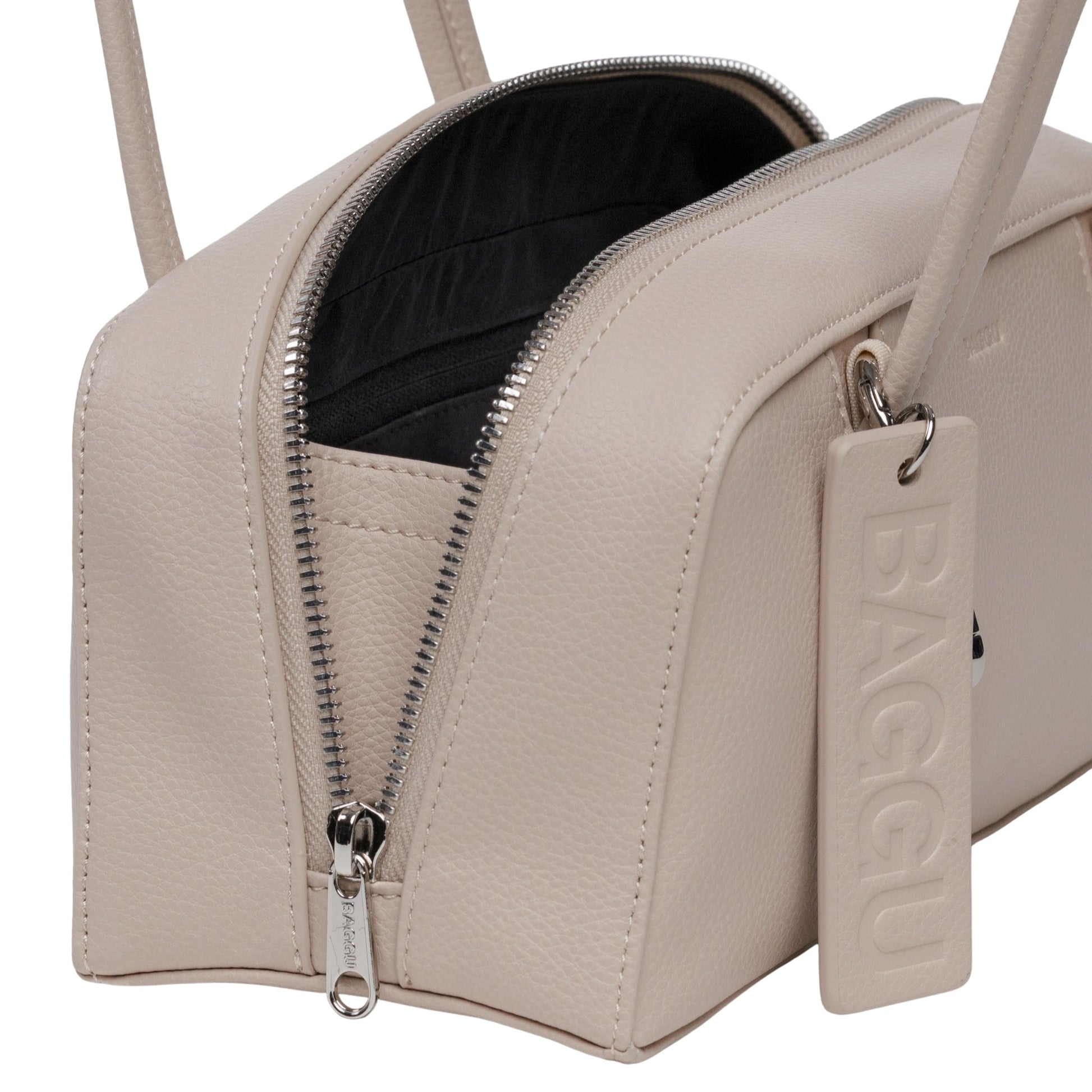 Baggu Small Recycled Leather Bowler Bag in Stone