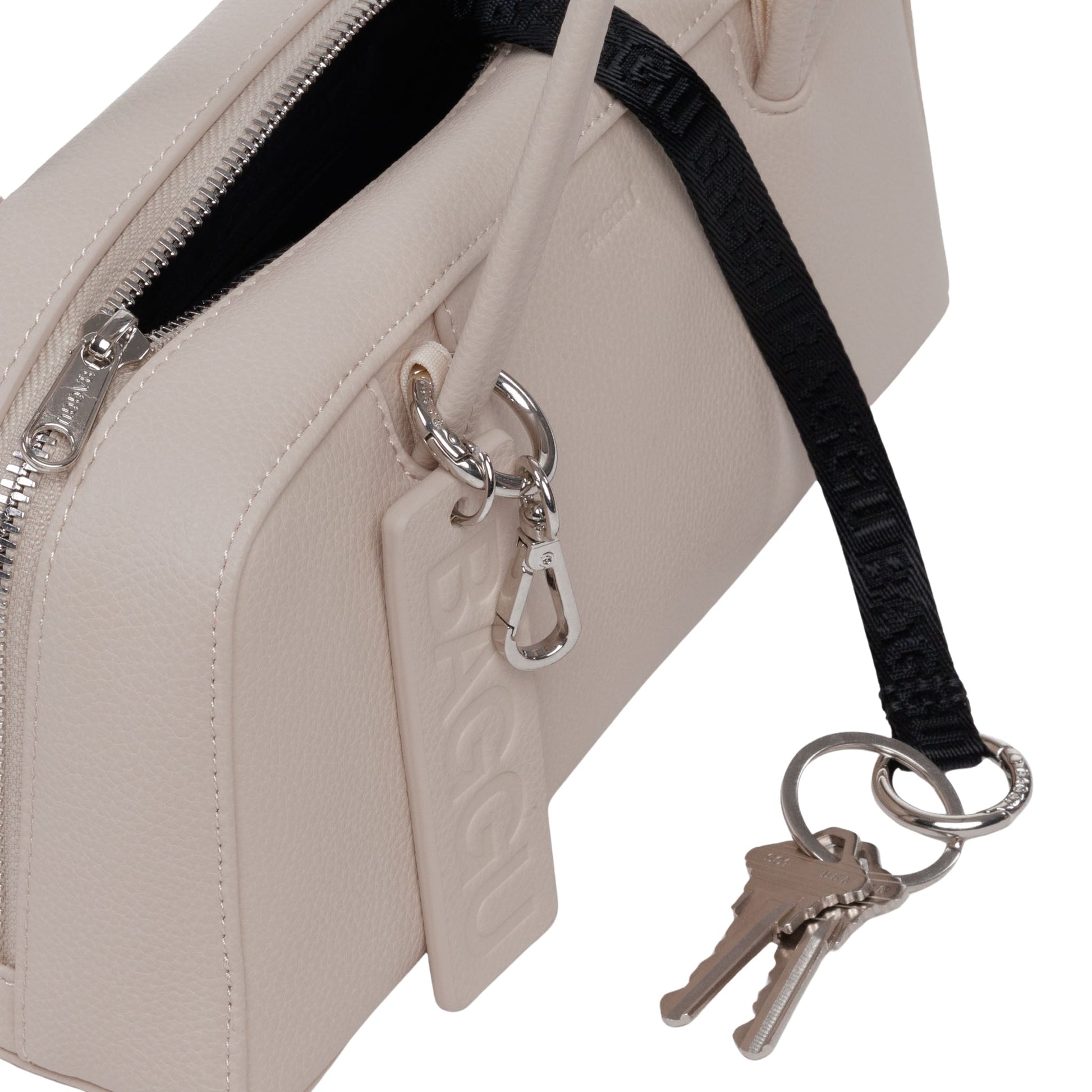 Baggu Small Recycled Leather Bowler Bag in Stone