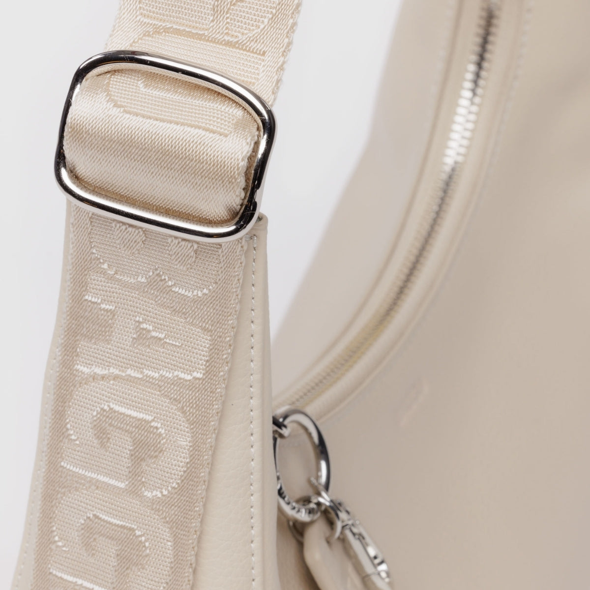 Baggu Small Recycled Leather Crescent Bag in Stone