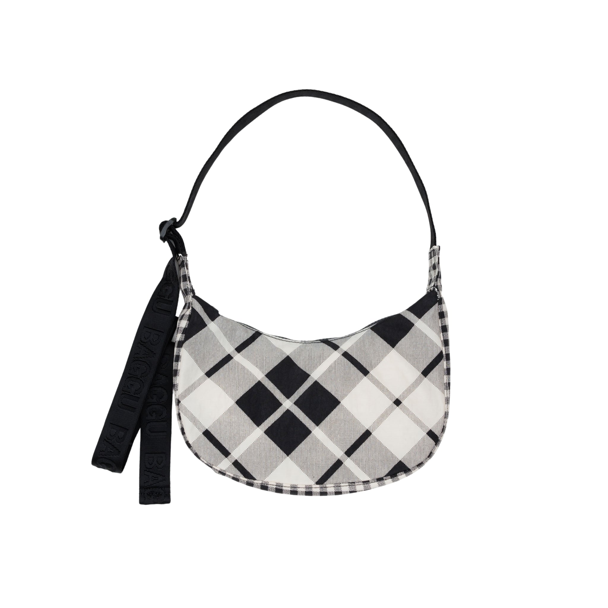 Baggu Small Nylon Crescent Bag in Mixed Plaid