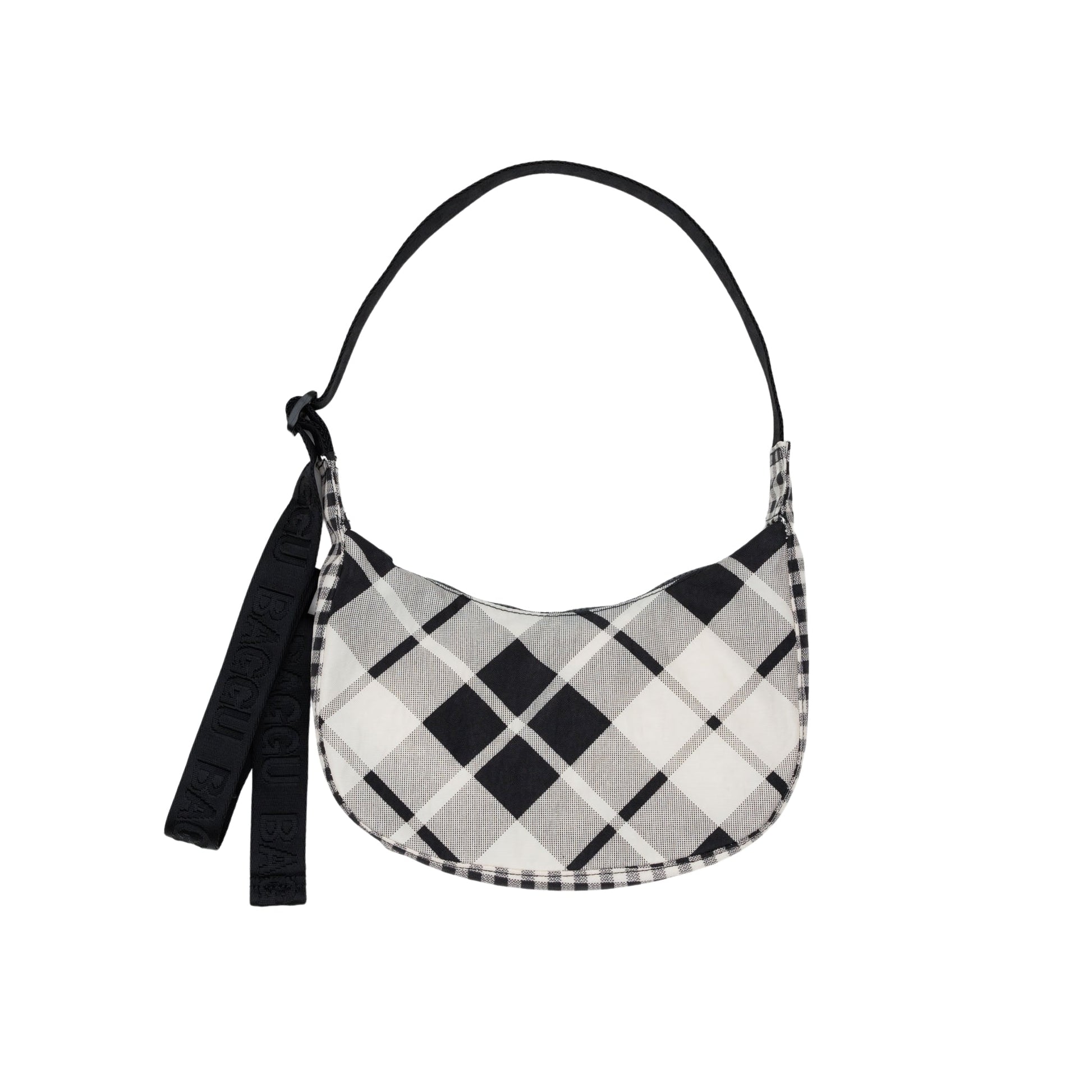 Baggu Small Nylon Crescent Bag in Mixed Plaid