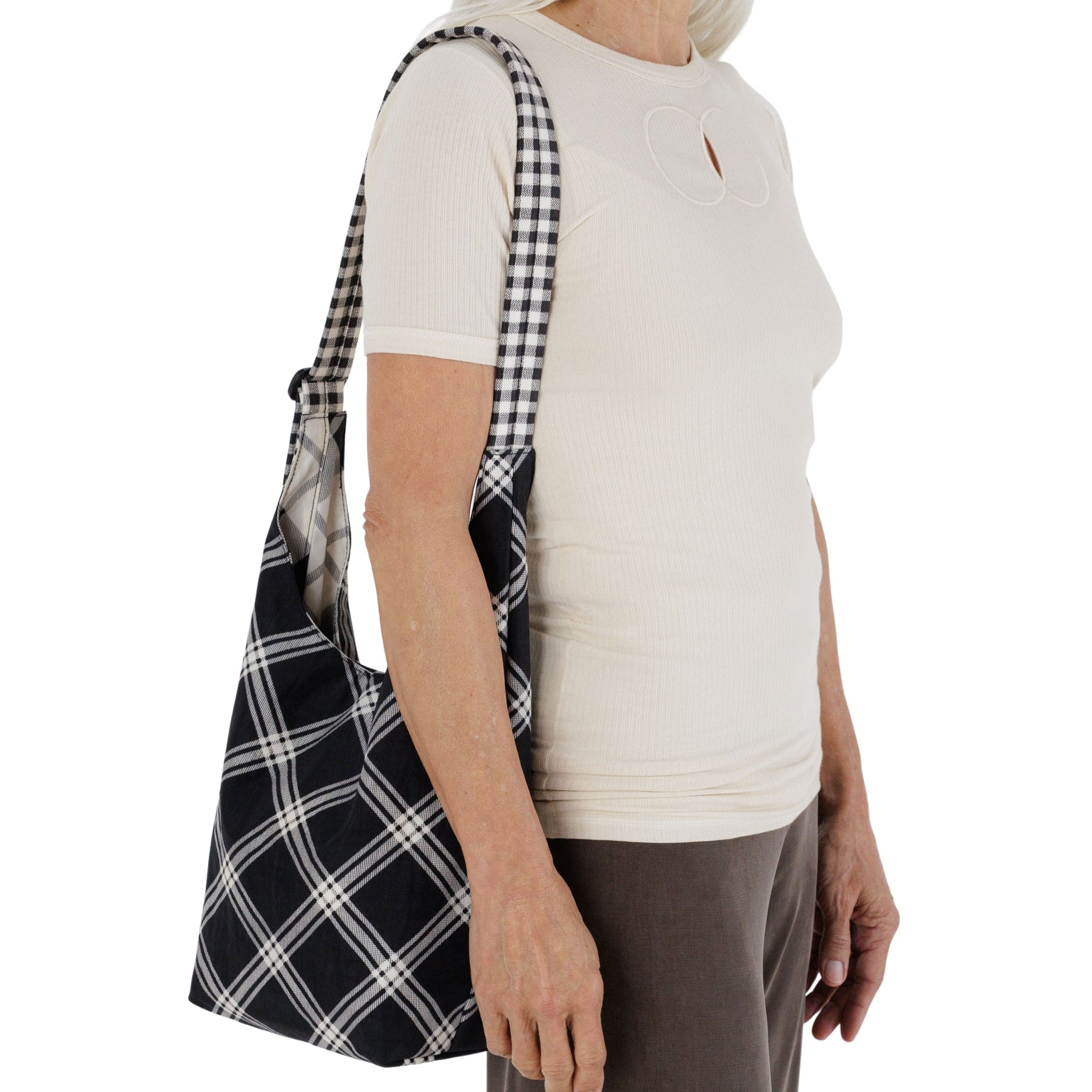 Baggu Small Nylon Sling in Mixed Plaid