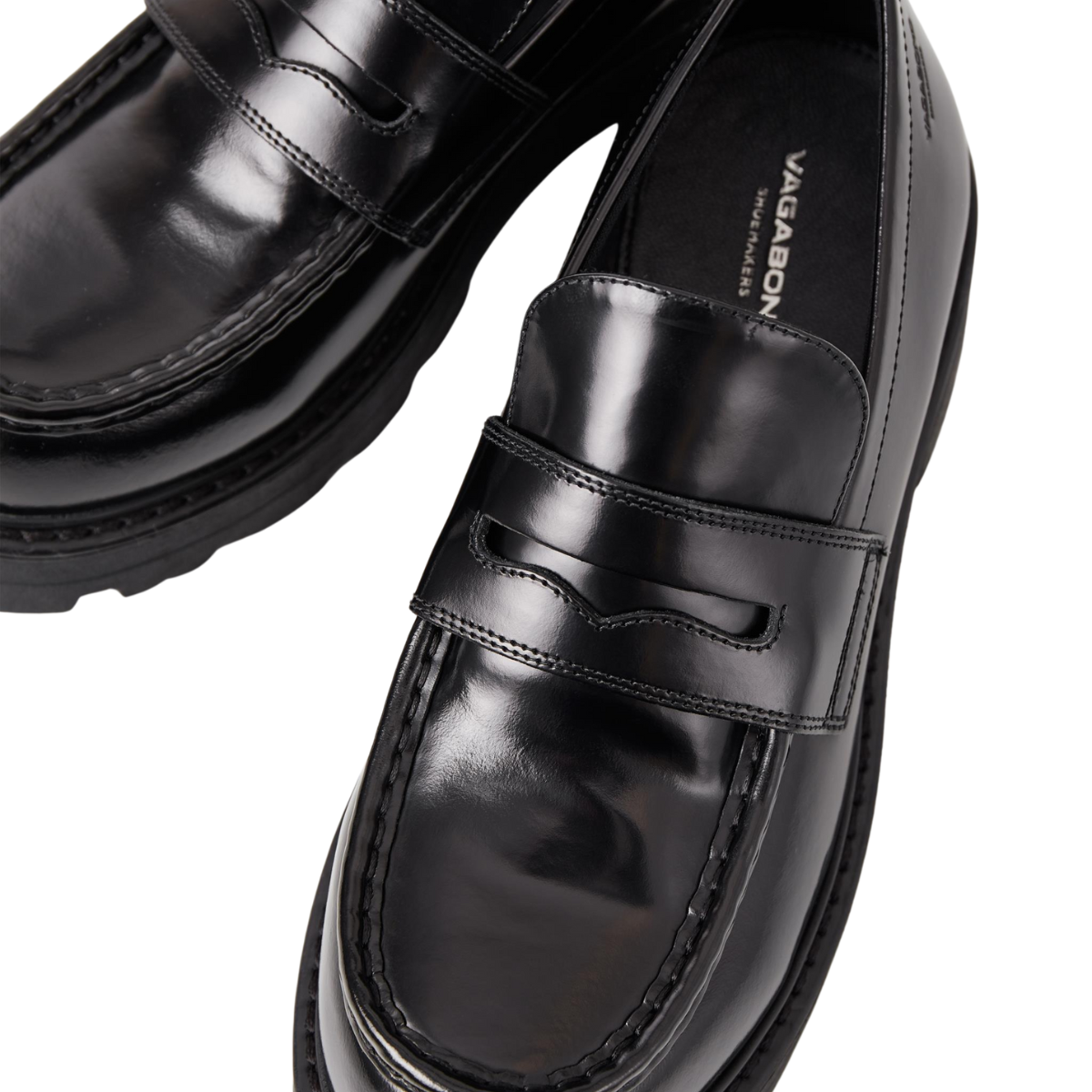 Vagabond Women's Cosmo 2.0 Loafers in Black Polished Leather