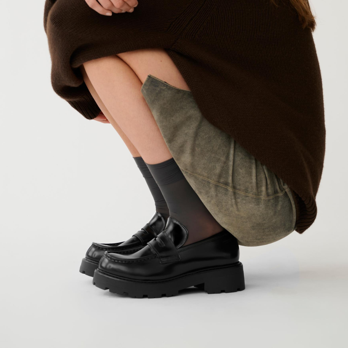 Vagabond Women's Cosmo 2.0 Loafers in Black Polished Leather