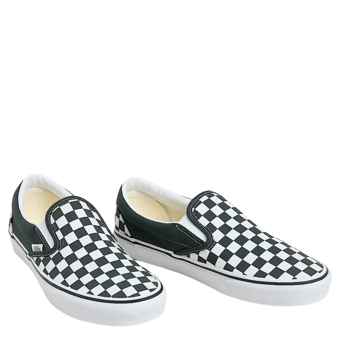 Vans Men's Checkerboard Classic Slip-On in Scarab Green/White