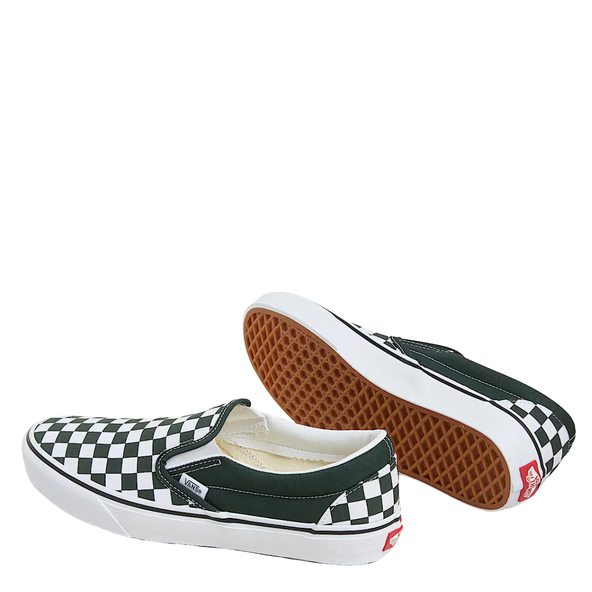 Vans Men's Checkerboard Classic Slip-On in Scarab Green/White