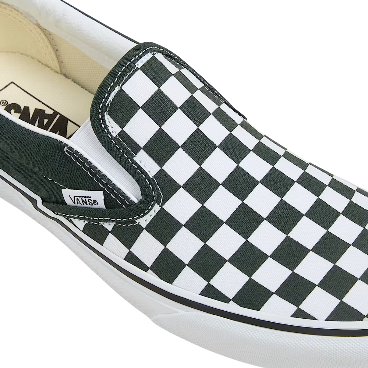 Vans Men's Checkerboard Classic Slip-On in Scarab Green/White
