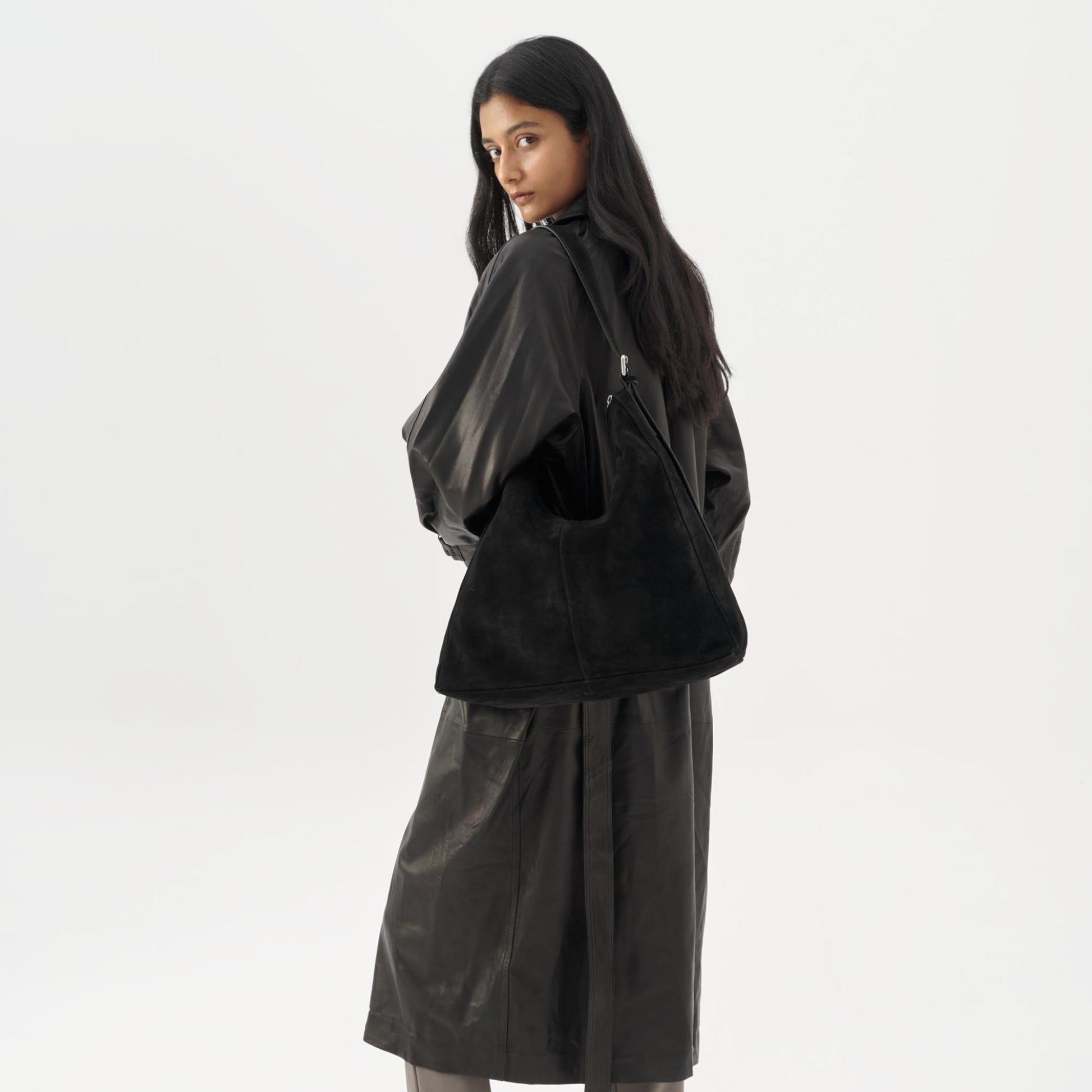 Vagabond Hilo Bag in Black Suede