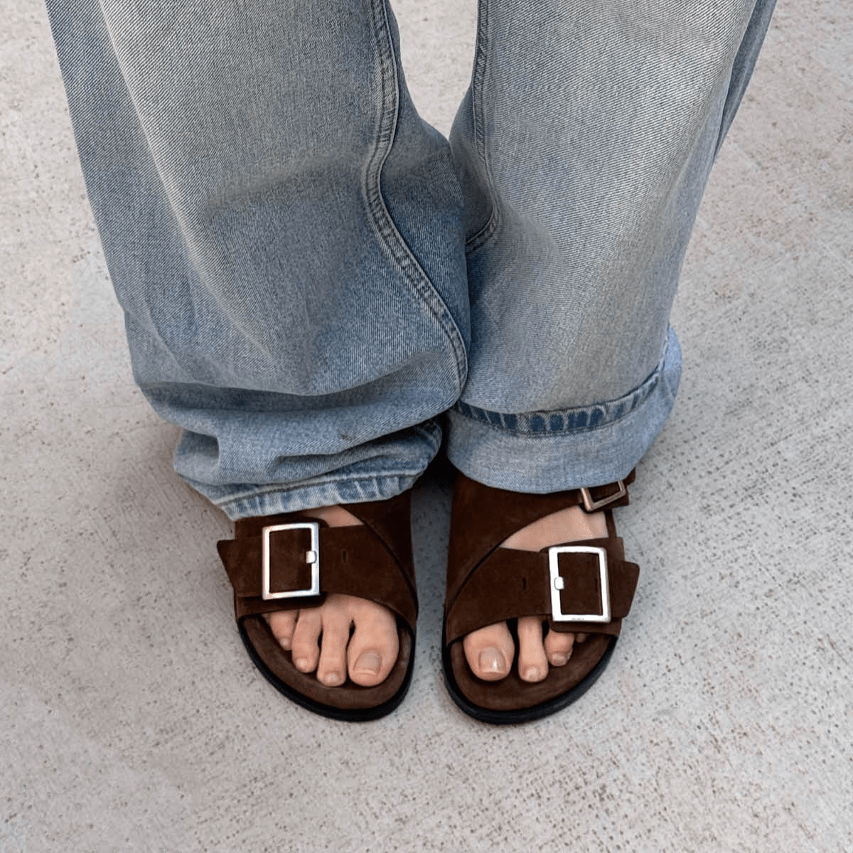 Alohas Women's Alba Sandal in Suede Brown - Getoutside Shoes