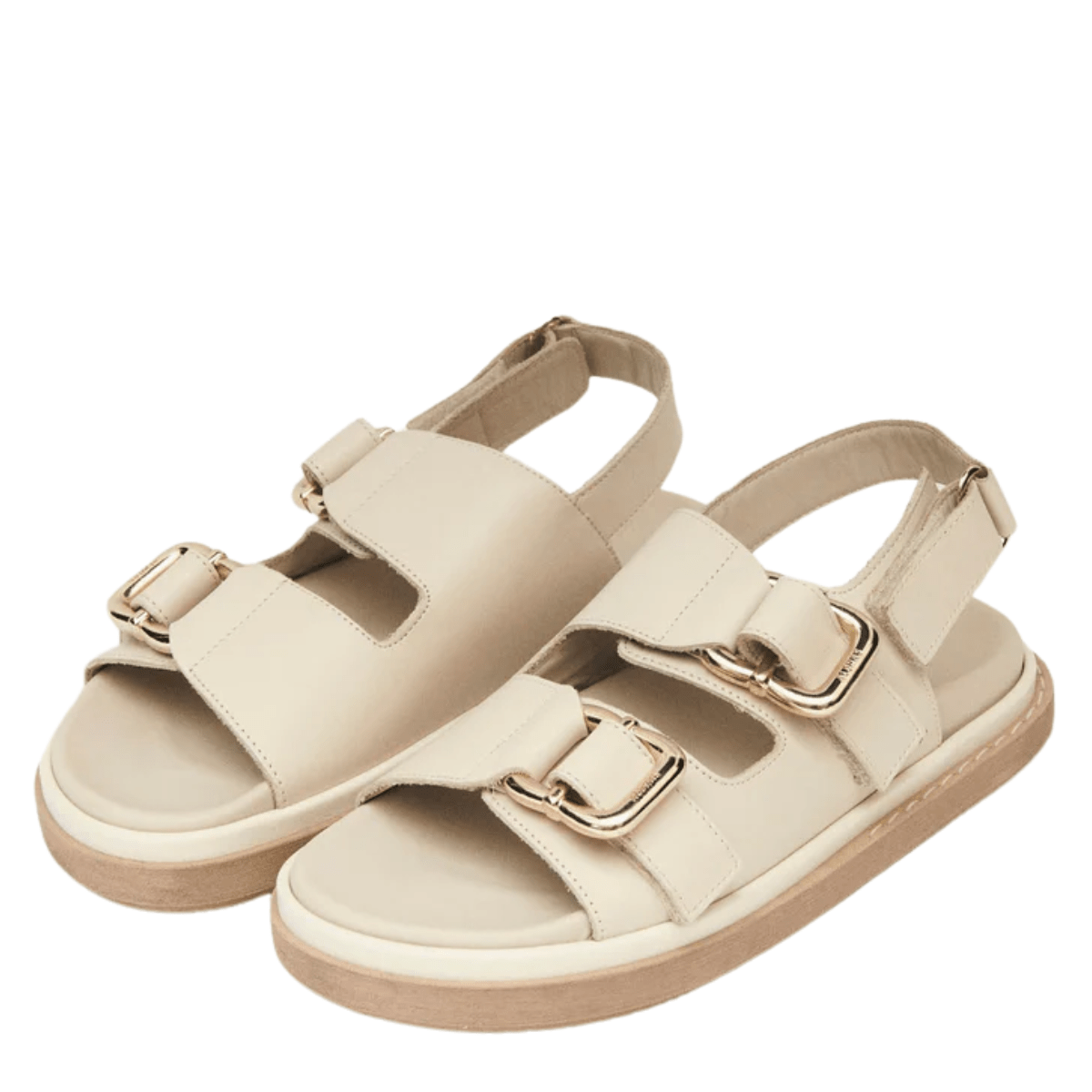Alohas Women's Harper Leather Sandals in Cream - Getoutside Shoes