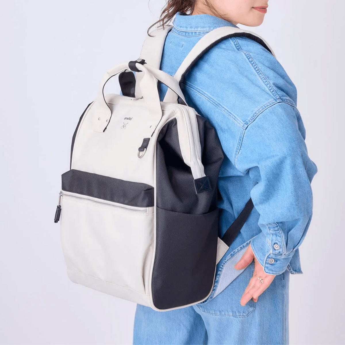 Anello Cross Bottle Backpack Large in White Black - Getoutside Shoes