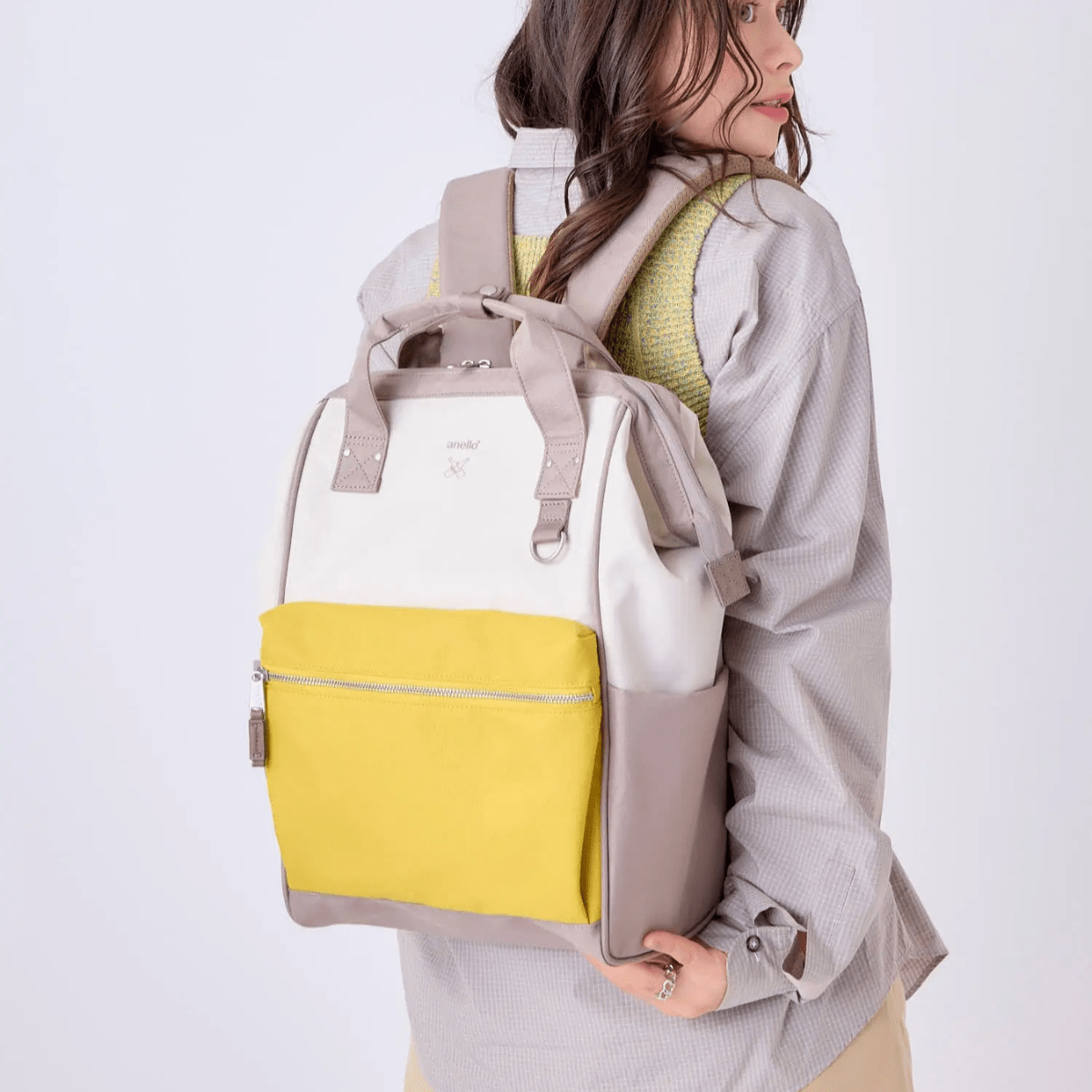 Anello Cross Bottle Backpack Regular in Ivory Mustard - Getoutside Shoes