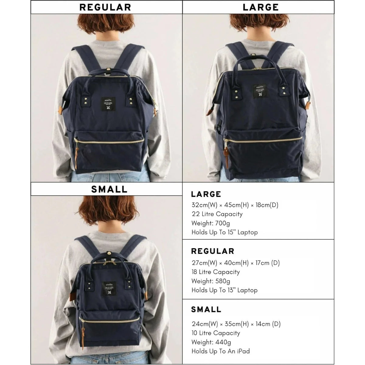 Anello Cross Bottle Backpack Large in Dark Grey