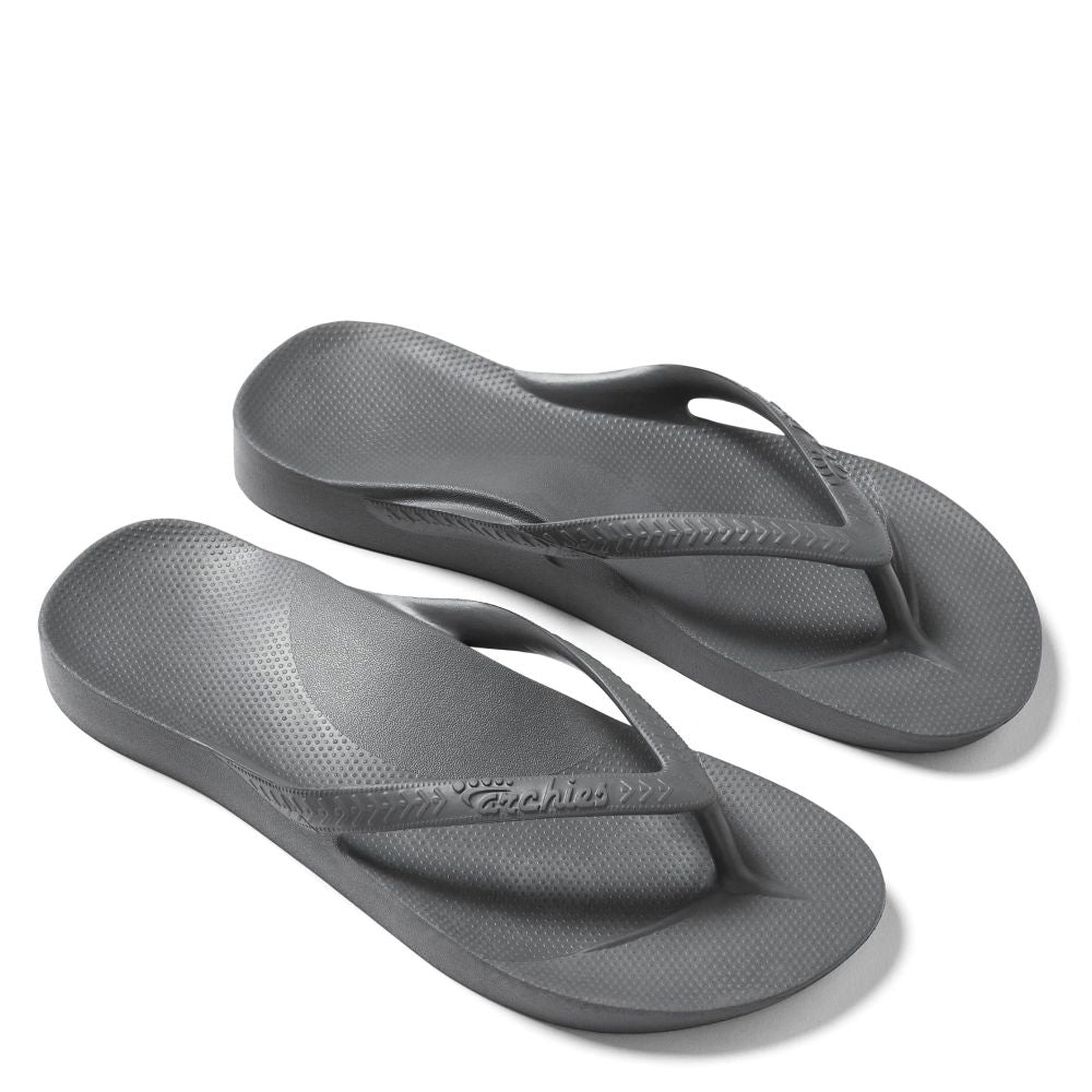 Archies Women's Arch Support Flip Flops in Charcoal