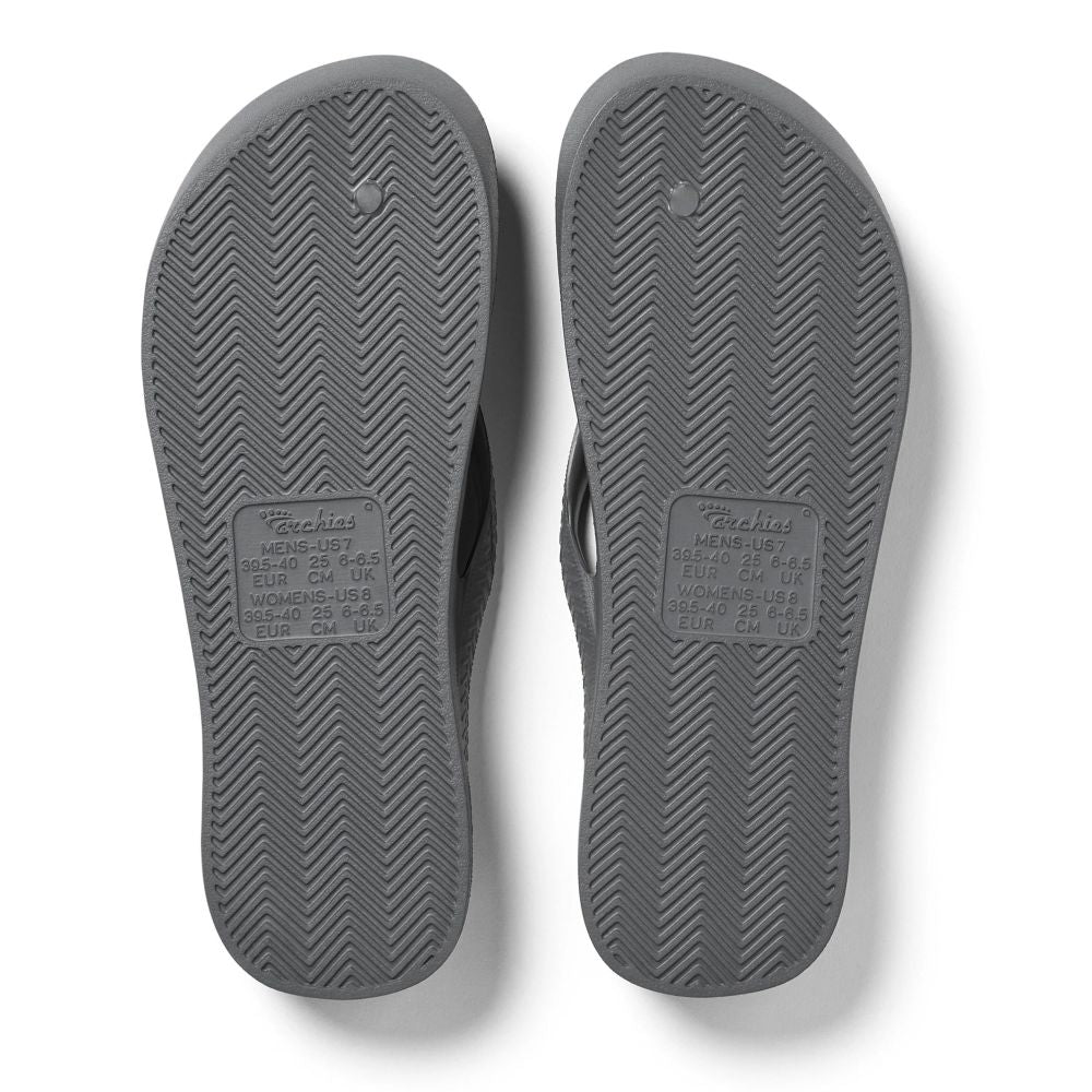 Archies Women's Arch Support Flip Flops in Charcoal