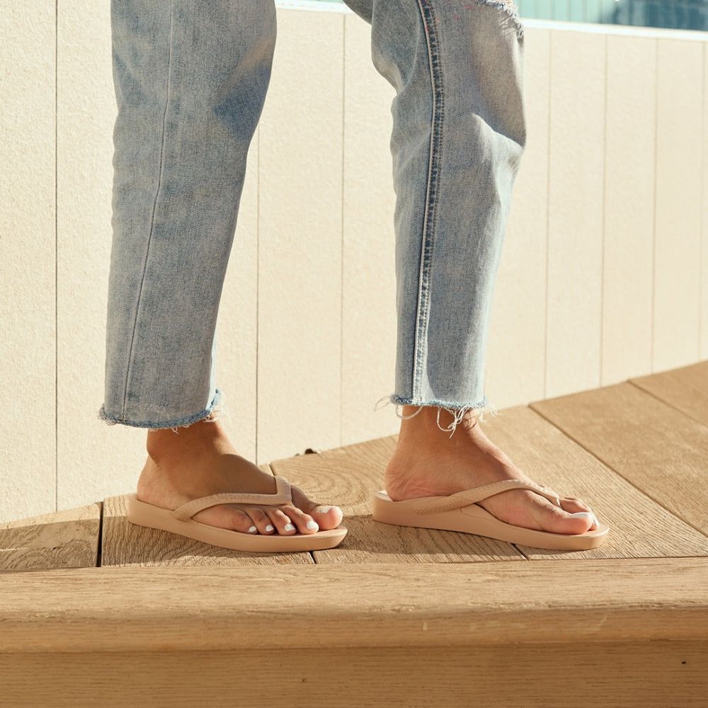 Archies Women's Arch Support Flip Flops in Tan
