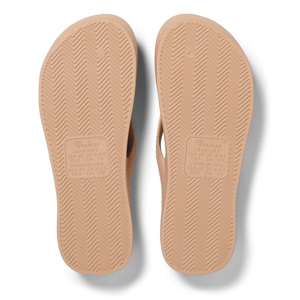 Archies Women's Arch Support Flip Flops in Tan