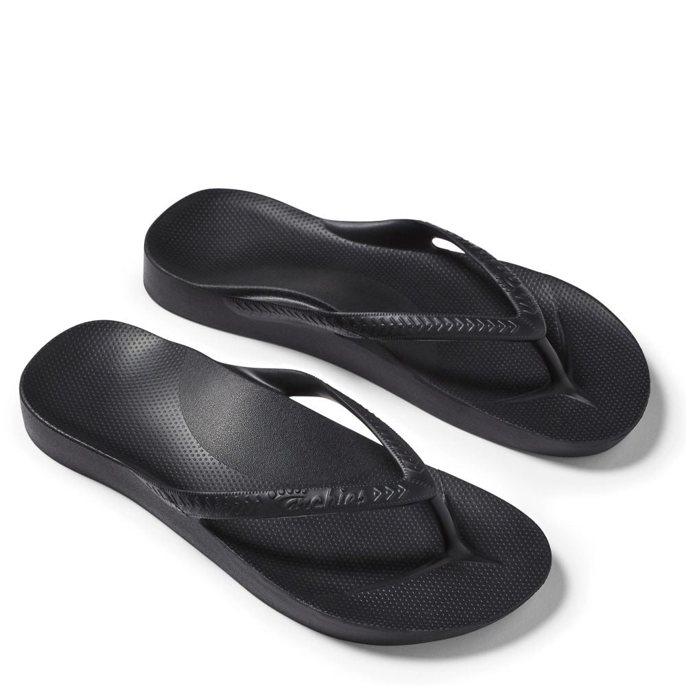 Archies Arch Support Flip Flops in Black - Getoutside Shoes