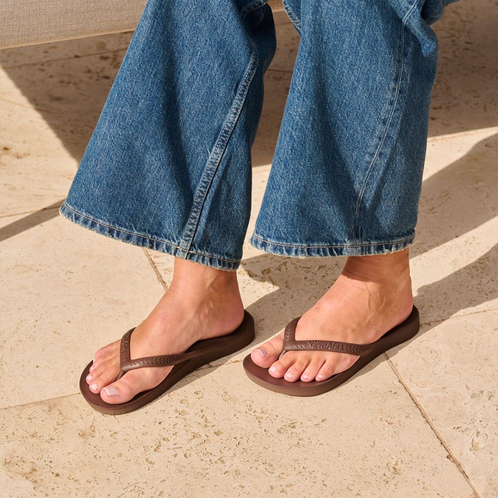 Archies Arch Support Flip Flops in Brown - Getoutside Shoes